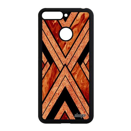 Coque Pour Honor 7a En Silicone Marbre Forme Antichoc Design Telephone Caoutchouc Motif Effet Geometrique Orange De Protection Fond