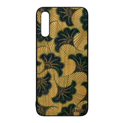 Coque Samsung Galaxy A50 Bois Silicone Wax Rigide Africain Antichoc Motif Ethnique Afrique Fantaisie Gris Housse Tissu Coloré De
