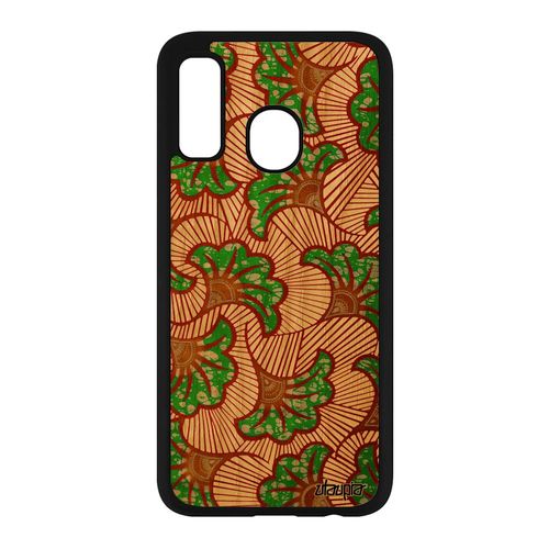 Coque Silicone Pour Samsung Galaxy A40 Bois Wax Afrique Tissu Portable Mobile Housse Coloré Motif Ethnique Africain Vert Fantaisie