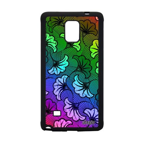 Coque Wax Samsung Galaxy Note 4 En Silicone Coloré Ethnique Tissu Motif Vert Afrique Rigide Africain Metal Imprimé De Protection