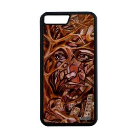 Coque Pour Iphone 7 Plus Silicone Portrait Street Art Immeubles Cadeau Tpu Visage Fait Main Mobile Marron Peinture Abstrait De