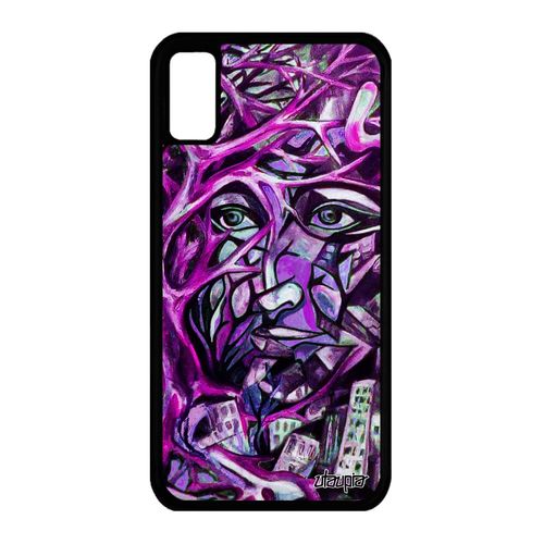 Coque Silicone Iphone Xs Portrait Street Art Antichoc Visage Fait Main Immeubles Homme Abstrait Tpu Original Personnalisé Rose