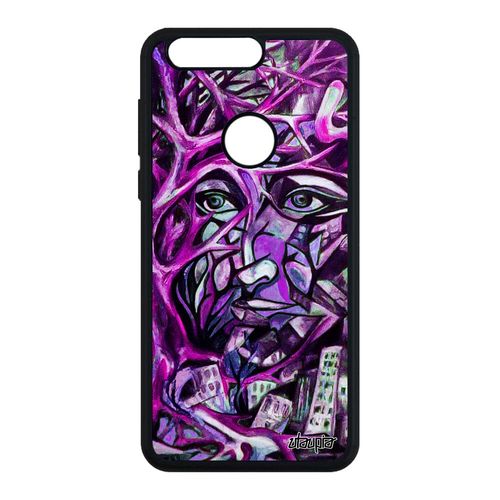 Coque Honor 8 Silicone Portrait Street Art Pas Cher Immeubles Antichoc Original Abstrait Personnalisé Rose Case Fait Main Peinture