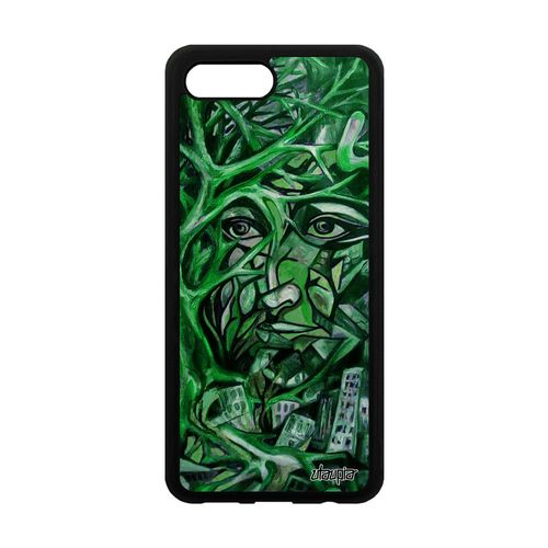 Coque Pour Honor 10 Silicone Portrait Street Art Etui Artisanat Gel Original Alu Vert Cadeau Visage Immeubles Arbre Portable Femme
