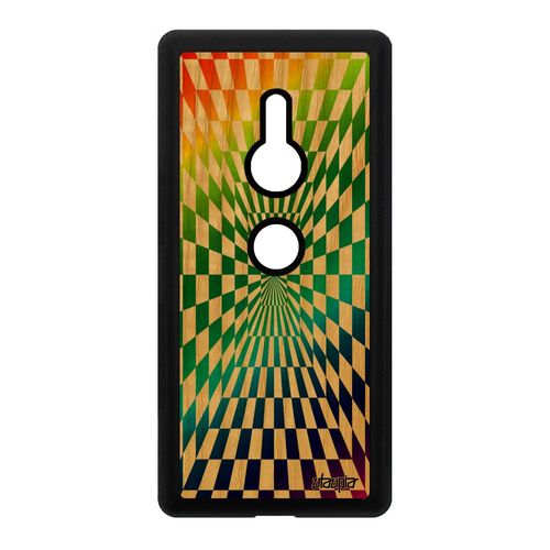 Coque Silicone Sony Xperia Xz2 Bois Illusion D'optique Effet Multicolore Vert Portable Geometrique Carreaux Carre Personnalisé Tpu
