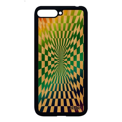 Coque Bois Pour Huawei Y6 2018 Silicone Illusion D'optique Arc En Ciel Portable Tpu Magique Geometrique Gay Pride De Protection Vert
