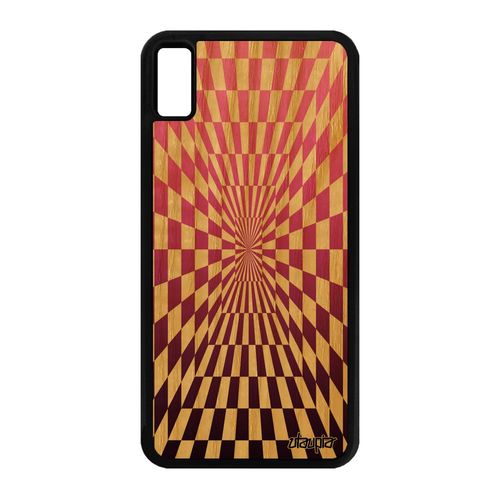 Coque Bois Illusion D'optique Iphone Xs Max Silicone De Protection Rose Magique Unique Smartphone Carreaux Carre Effet Dégradé