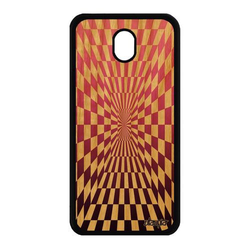 Coque Illusion D'optique Pour Samsung Galaxy J7 2017 Pro Bois Silicone Carre Rose Art Visuel De Protection Effet Dégradé Geometrique