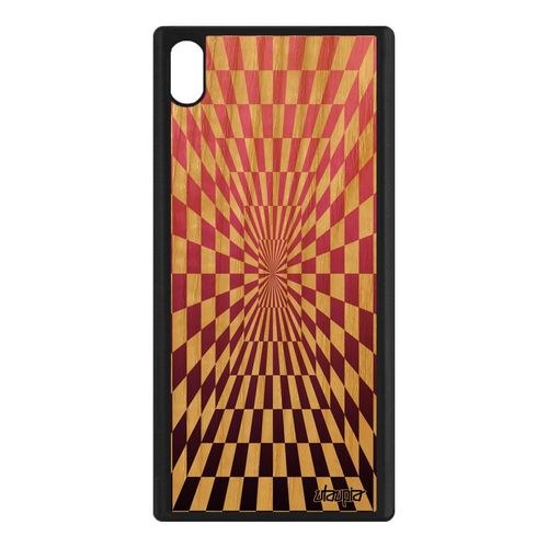 Coque Silicone Sony Xperia Xa1 Ultra Bois Naturel Illusion D'optique Carre Rose Dessin Personnalisé Effet Portable Housse Magique De