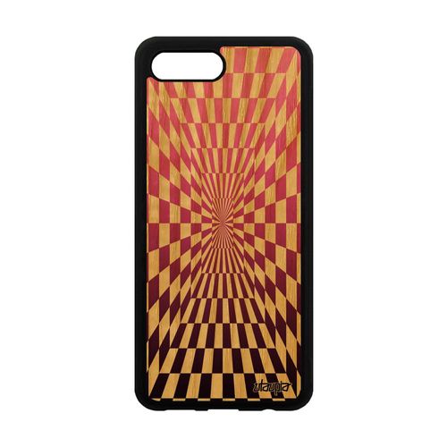 Coque Illusion D'optique Pour Honor 10 En Bois Silicone Magique Effet Etui De Protection Carre Carreaux Rose Dégradé Made In France