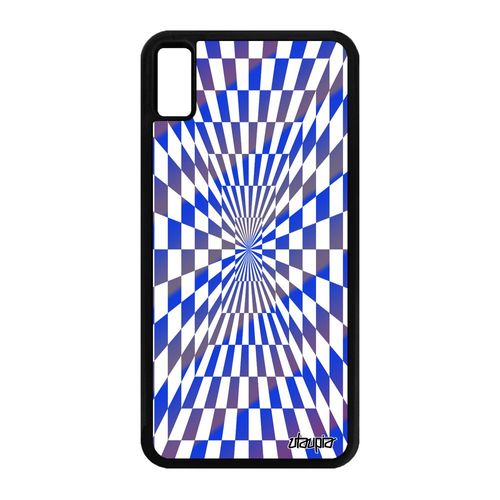 Coque Iphone Xs Max Silicone Illusion D'optique Bleu Bicolore Housse Carreaux 64 Go Effet Graphique Noir Smartphone Mirage De