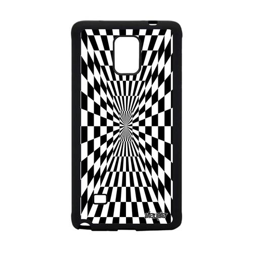 Coque Illusion D'optique Pour Samsung Galaxy Note 4 Silicone Noir Et Blanc Portable Carreaux Pas Cher Mobile Art Visuel Geometrique