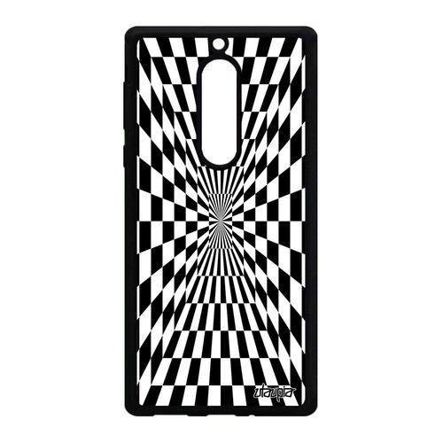 Coque Pour Nokia 5 Silicone Illusion D'optique Geometrique Unique Bicolore Noir Et Blanc Alu Noir Magie Portable Art Visuel Mobile