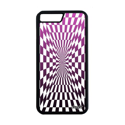 Coque En Silicone Iphone 7 Plus Illusion D'optique Magique Effet Rose Carre Portable Motif Dégradé Graphique Carreaux Mobile