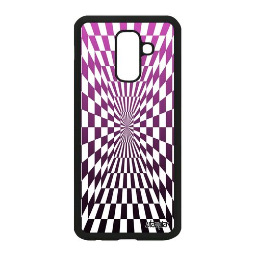 Coque De Protection Pour Samsung Galaxy A6 Plus 2018 En Silicone Illusion D'optique Dégradé Mobile Original Carreaux Rose Antichoc