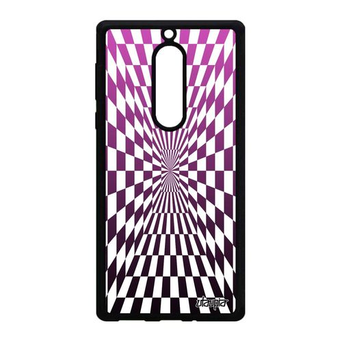 Coque Silicone Illusion D'optique Nokia 5 Rose Effet Telephone Case Graphique Geometrique Dessin Metal Housse Gel Carreaux 4g Carre