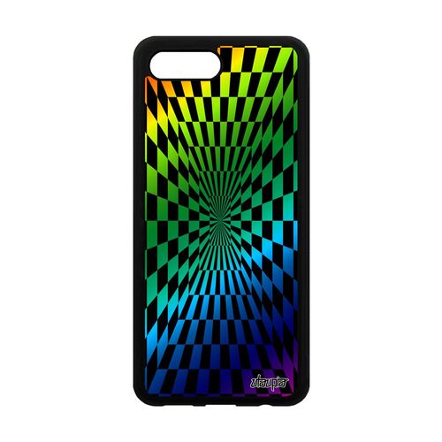 Coque Illusion D'optique Pour Honor 10 Silicone Vert Housse Gel Multicolore Gay Pride Antichoc Geometrie Mirage Carre Made In France