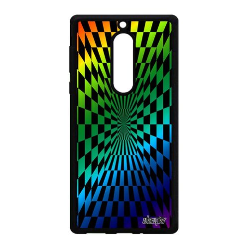 Coque Pour Nokia 5 En Silicone Illusion D'optique Personnalisé Mirage Gay Pride Carreaux Multicolore Aluminium Vert Effet Art Visuel