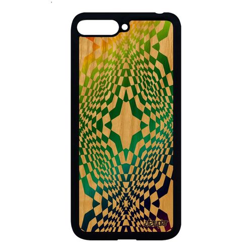 Coque Pour Huawei Y6 2018 Bois Silicone Illusion D'optique Vert Magique Graphique Losage Etui De Protection Effet Multicolore Dessin
