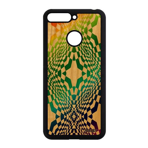 Coque Pour Honor 7a Bois Silicone Illusion D'optique Arc En Ciel Gay Pride Vert Magique Graphique Multicolore Losage Rigide Design