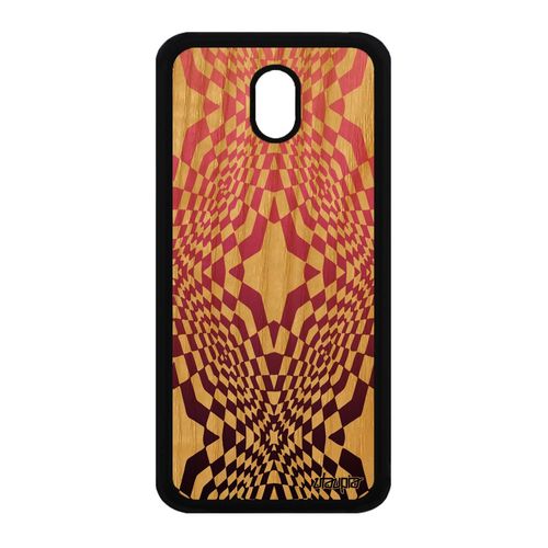 Coque Samsung Galaxy J3 2017 En Bois Silicone Illusion D'optique Rose Dégradé Geometrique Art Visuel Magique Tpu Telephone Losage De