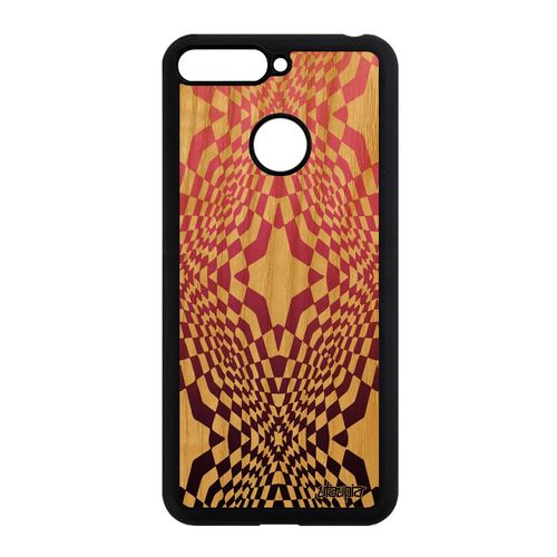 Coque Bois Pour Honor 7a Silicone Illusion D'optique Magique Rose Effet Aum-L29 Portable Telephone Geometrique Mobile Losage Bumper