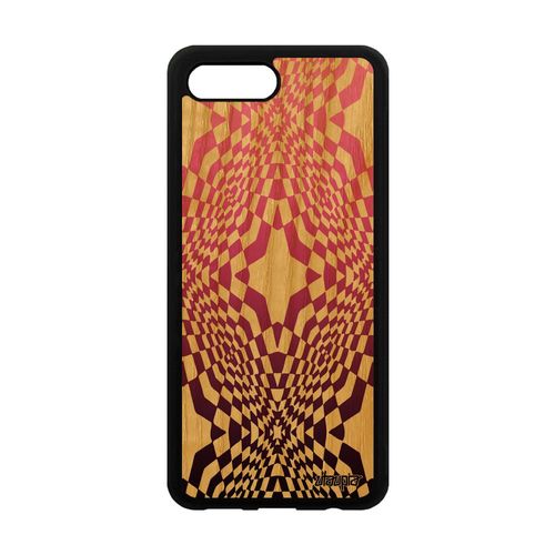 Coque Bois Honor 10 Silicone Illusion D'optique Etoile Dégradé Effet Case Rose Art Visuel Etui Graphique 4g Losage Geometrique De