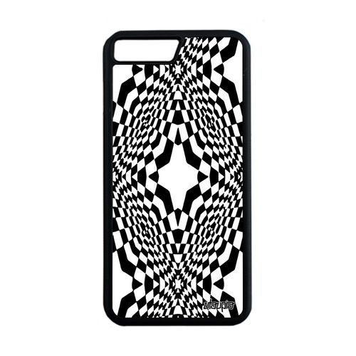 Coque Iphone 8 Plus Silicone Illusion D'optique Losage Geometrique Effet Noir Et Blanc Pas Cher Magie Smartphone Bicolore
