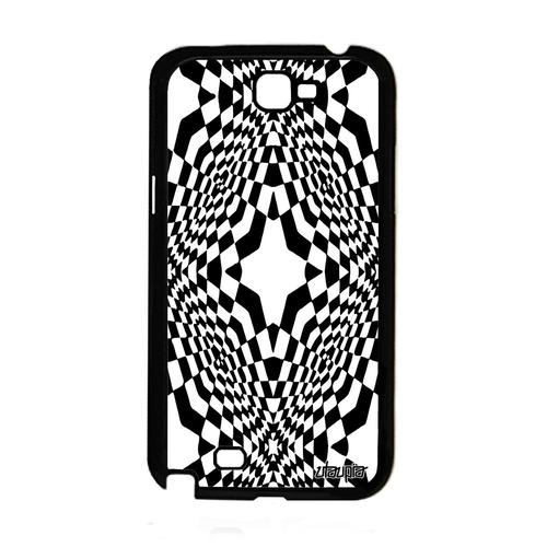 Coque Pour Galaxy Note 2 Silicone Illusion D'optique Bicolore Losage Effet Magie Geometrique Etui Art Visuel Noir Et Blanc Samsung