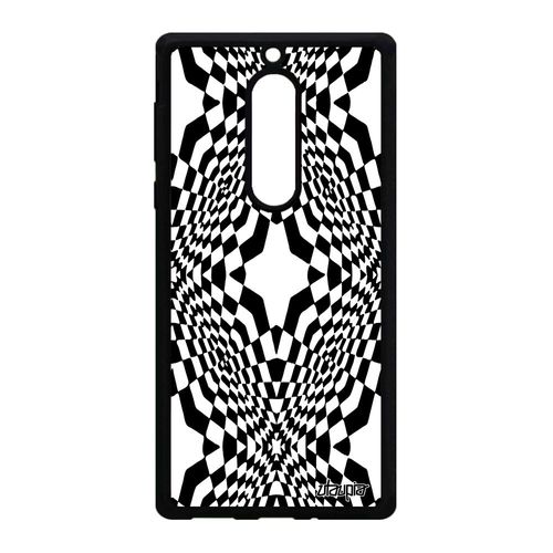 Coque Nokia 5 Silicone Illusion D'optique Noir Magie Pas Cher Etoile Losage Geometrique Noir Et Blanc De Protection Art Visuel Effet