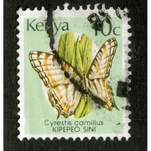 Timbre Oblitéré Kenya, Cyrestis Camillus, Kipepeo Sini, 10c