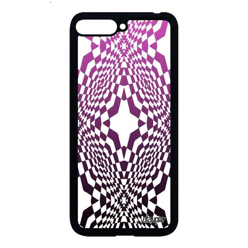 Coque Illusion D'optique Telephone Huawei Y6 2018 Silicone Case Mobile Pas Cher Geometrique Effet Etoile Magique Rose Losage Dégradé