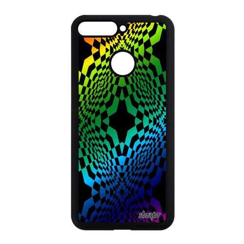 Coque Antichoc Pour Honor 7a Silicone Illusion D'optique Arc En Ciel Telephone Losage Geometrie Rigide Vert Gay Pride Multicolore Et