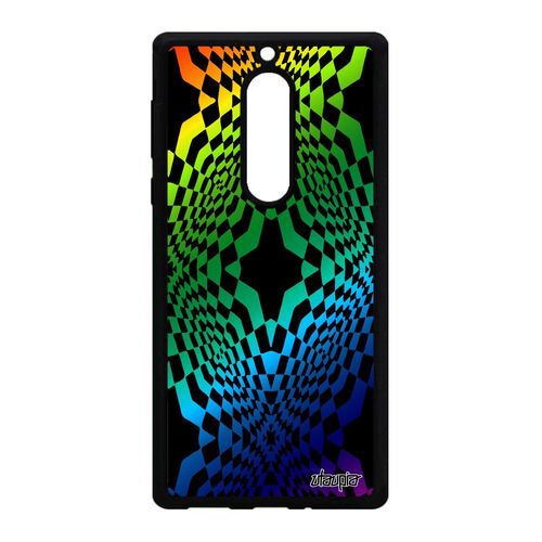 Coque Nokia 5 Silicone Illusion D'optique Multicolore Smartphone Gay Pride Design Antichoc Losage Art Visuel Arc En Ciel Mirage Vert