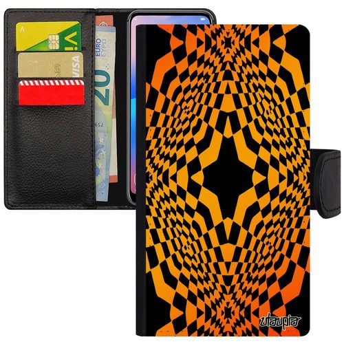 Coque Rabat Telephone Pour Galaxy S7 Illusion D'optique Graphique Moderne Housse Etoile Effet Orange Magie Losage Flip Case Samsung