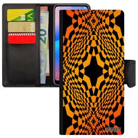 Coque Pour Honor 8a Cuir Illusion D'optique Etui Case Orange Graphique Magie Effet Etoile Design Mobile Losage Moderne Geometrique
