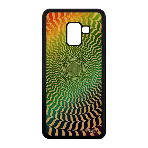 Coque Bois Silicone Pour Samsung Galaxy A8 2018 Illusion D'optique Cercle 4g Arc En Ciel Rond Case Original Spirale Gay Pride Vert