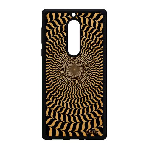 Coque Bois Illusion D'optique Nokia 5 Silicone Noir Rigide Cercle Bicolore Rond Mirage Noir Et Blanc Effet Telephone Art Visuel Etui