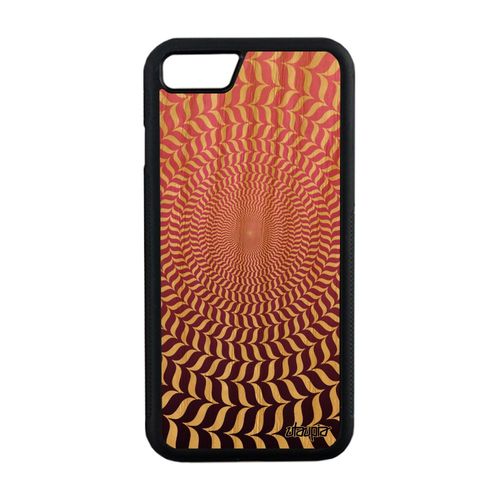 Coque Illusion D'optique Iphone 8 Bois Silicone Spirale Rond Housse Rigide Dégradé Cercle Art Visuel Effet Design Rose Magique