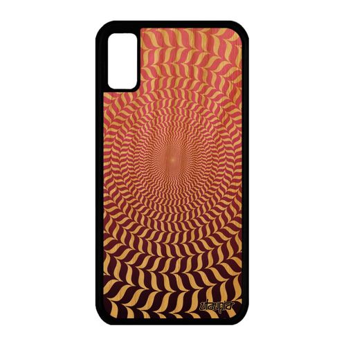 Coque Iphone Xs Bois Silicone Illusion D'optique Smartphone Rose Dégradé De Protection Frêne Geometrique Rond Unique Magique