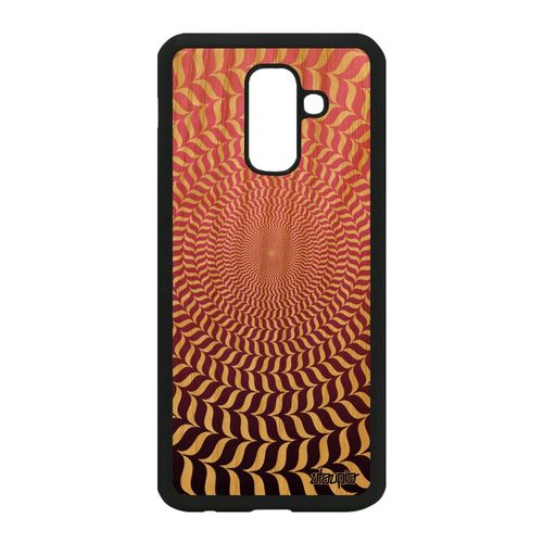Coque Bois Pour Samsung Galaxy A6 Plus 2018 Silicone Illusion D'optique Rond Unique Effet Rose Housse Cercle Spirale Rigide Dégradé