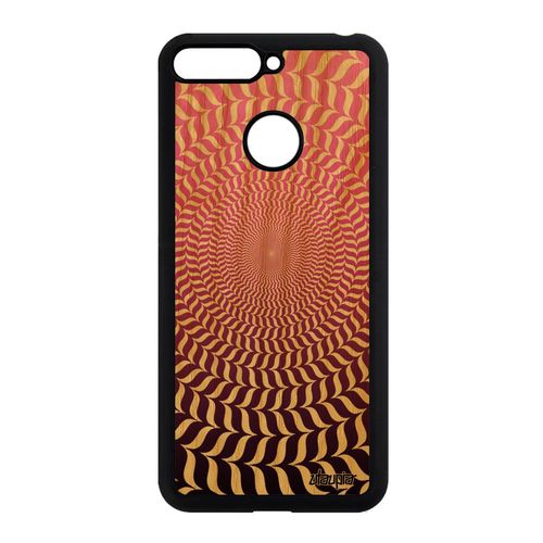 Coque Bois Honor 7a Silicone Illusion D'optique Spirale Art Visuel Telephone Rond Effet Frêne Dégradé Geometrique Rose Magique Case
