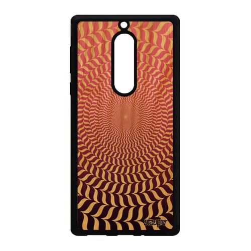 Coque Illusion D'optique Pour Nokia 5 Bois Silicone Geometrique Etui Cercle Rose Spirale Art Visuel Magique Mobile De Made In France