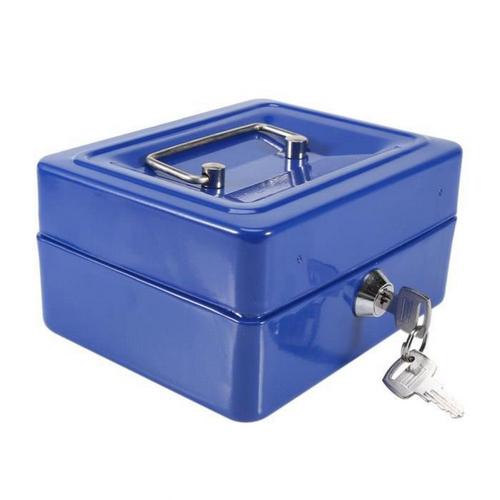 Coffre-fort pour la maison 1Pc Mini Portable Steel Petty Verrouillable Cash Money Coin Safe Security Box Household (Bleu)