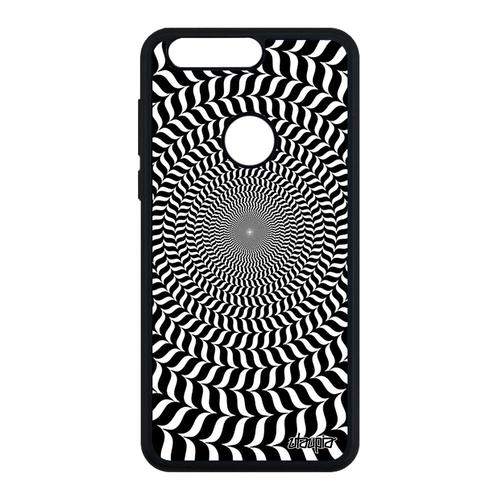 Coque Honor 8 Silicone Illusion D'optique Cercle Bicolore Personnalisé Effet Telephone Noir Et Blanc Magie Rond Portable Art Visuel