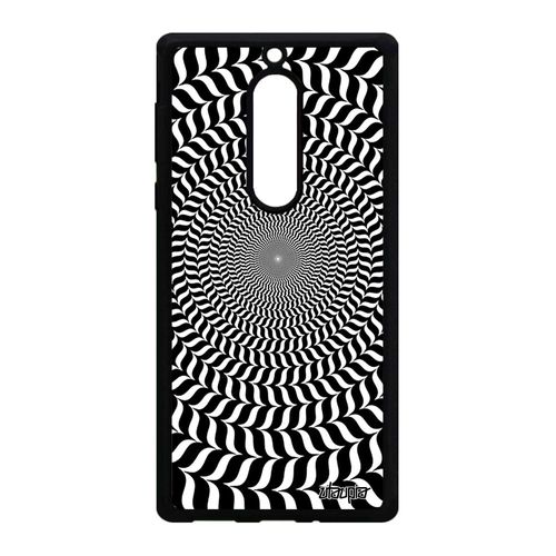 Coque Nokia 5 Silicone Illusion D'optique Noir Et Blanc Noir Magie Effet Housse Mobile Rond Spirale Telephone Solide Made In France