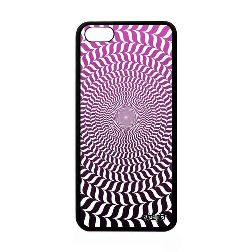 Coque Illusion D'optique Iphone 5c Silicone Alu Personnalisé Graphique Case Dégradé Rose Magique Cercle Rond 16 Go Telephone Apple