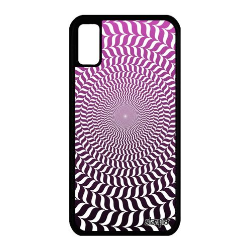 Coque Silicone Pour Iphone Xs Illusion D'optique Cercle Rigide Graphique Dégradé Souple Telephone Rond Rose De Made In France