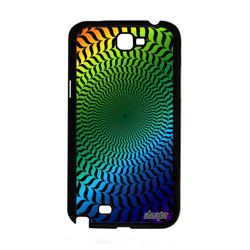 Coque Pour Samsung Galaxy Note 2 Silicone Illusion D'optique Effet Cercle Housse Art Visuel Telephone Vert Gay Pride Made In France