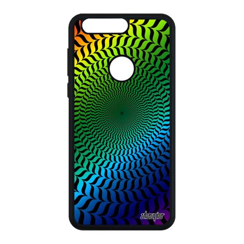 Coque Honor 8 Silicone Illusion D'optique Multicolore Gay Pride Metal Portable Rond Cercle Vert Arc En Ciel Frd-Al00 Antichoc Effet